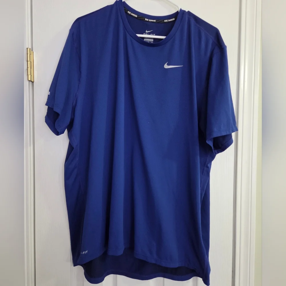 Nike Men's Blue Short Sleeve Dri Fit Running Tee - Picture 1 of 2